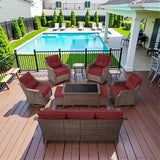 10 Piece High Back Outdoor Patio Furniture Set - Patio Conversation Set with Swivel Rocker Outdoor Chairs Set of 4 and - Photo 1