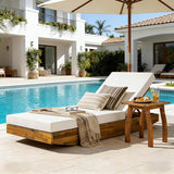 Christopher Knight Home Maril Acacia Wood Chaise Lounge Chair Outdoor, Adjustable Backrest Sun Lounger Recliner - Photo 1