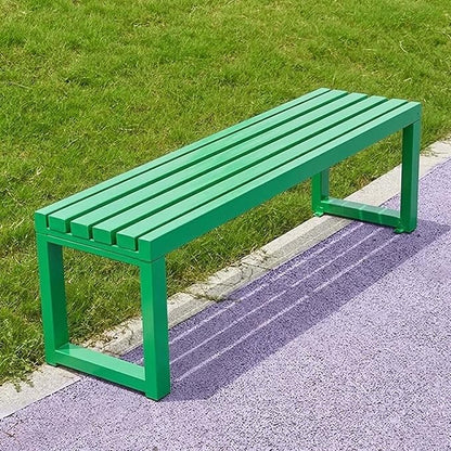 Outdoor Metal Backless Bench, Garden Bench 880lbs Capacity, 3.3ft 3.9ft 4.9ft 5.9ft All-Weather Steel Patio Benches for Outside Front Porch Yard Deck Pathway Seating(Green,3.93ft)