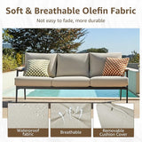 NATURAL EXPRESSIONS Patio Sofa Outdoor Furniture Metal Chair with Wicker Backrest & 6 Inches Cushion for Indoor - Photo 4