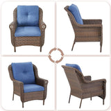 Patio Wicker Chairs Outdoor Furniture Chair - Set of 4 Outside All Weather Lawn Dining Brown Rattan Armchair with High - Photo 5
