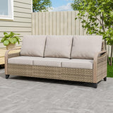 EAGLE PEAK Wicker Outdoor Patio Sofa Modern Rattan Patio Furniture Loveseat for Backyard Deck Porch Balcony - Photo 1