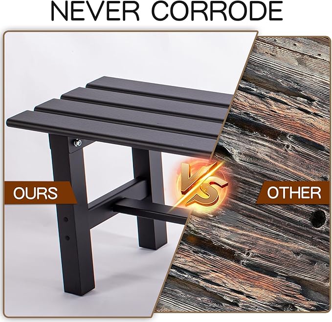 TECSPACE 35 Inches Aluminum Outdoor Weatherproof Bench Backless, 330 LBS Bearing Capacity Garden Porch Bench, Black