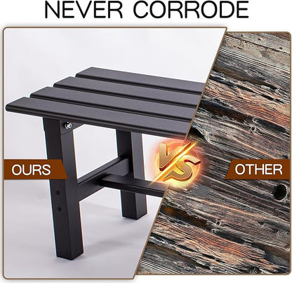 TECSPACE 35 Inches Aluminum Outdoor Weatherproof Bench Backless, 330 LBS Bearing Capacity Garden Porch Bench, Black