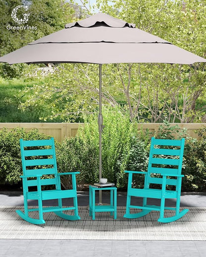 GREENVINES Outdoor-Rocking-Chair | HDPE Plastic | Patio Rockers | Porch Rocker Chairs | Shaker | Oversized | High Ladder Back | Big & Tall | PentaLuxe |Aqua