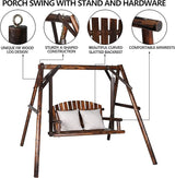 MUPATER Wooden Patio Porch Swing Glider Outdoor with A-Frame Stand - Photo 8