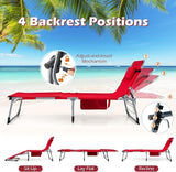 GYMAX Tanning Chair, 330LBS Beach Lounge Chair with Face Arm Hole & Hand Shoulder Strap, Folding Layout Sunbathing Chair - Photo 4
