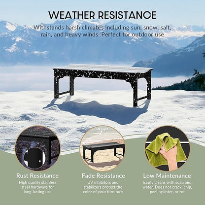 WestinTrends Malibu Outdoor Bench, All Weather Resistant Poly Lumber Backless Patio Garden Bench, Adirondack Curved Bench Seat for Comfort, Black