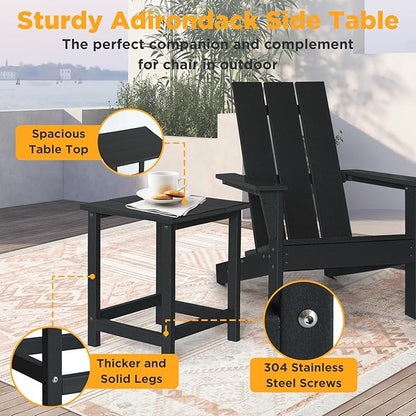 PROHIKER Adirondack Chair Set of 2, HDPE Patio Chair with Table Set, All Weather Outdoor Chairs for Lawn Garden Porch Backyard(Black)