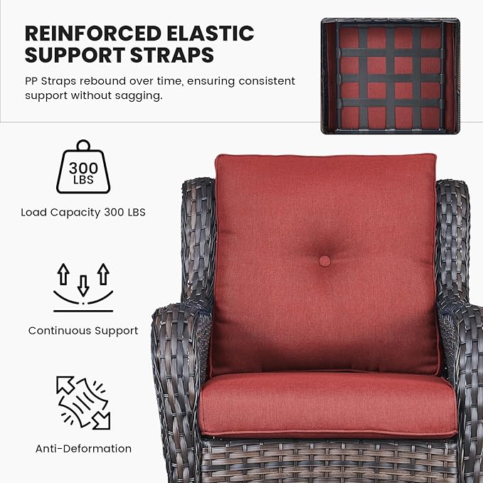 Belord Outdoor Wicker Furniture 5 Pieces Patio Furniture Set Patio Chairs with Ottomans and Side Table Conversation Set - Photo 5