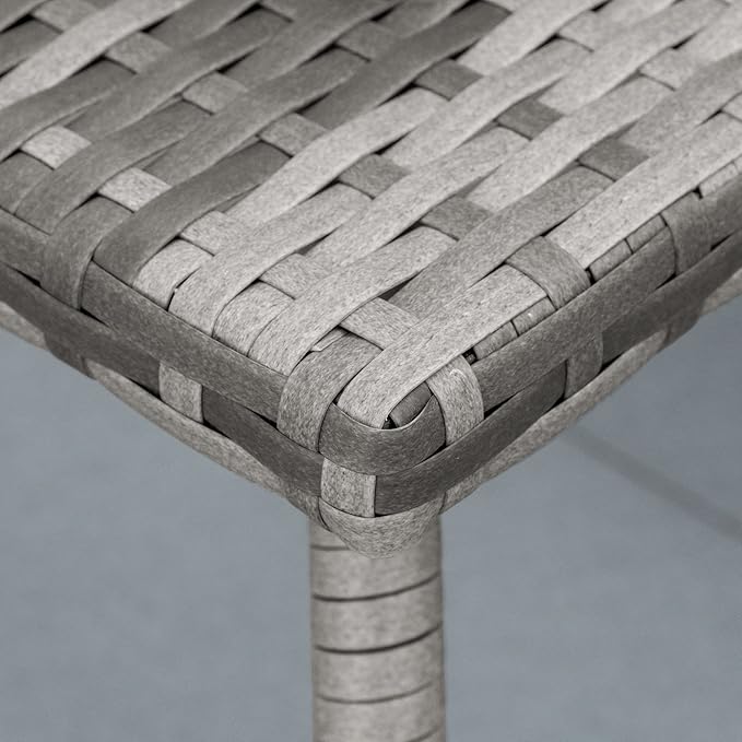 Outsunny Patio Wicker Side Table, PE Rattan Outdoor End Table with All-Weather Material, Small Square Coffee Table for Garden, Balcony, or Backyard, 17.75"x17.75", Gray