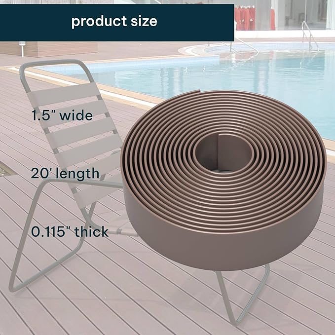 KOMORAX 1.5 Inch Wide, 20ft Long Vinyl Strap - Replacement Straps for Patio Chairs - Vinyl Strapping for Patio Furniture Repair - Durable Seat Repair Kit for Lawn Chairs, Outdoor Furniture (Adobe)