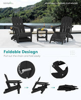 SERWALL 5-Piece Adjustable Adirondack Chair and Ottoman and Table Set, Black - Photo 4