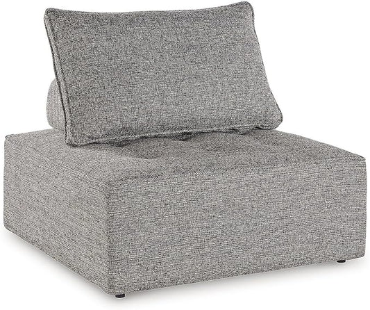 Signature Design by Ashley Bree Zee Contemporary Nuvella Weather Resistant Fabric Tufted Armless Outdoor Lounge Chair with Cushion and PVC Cover, Gray