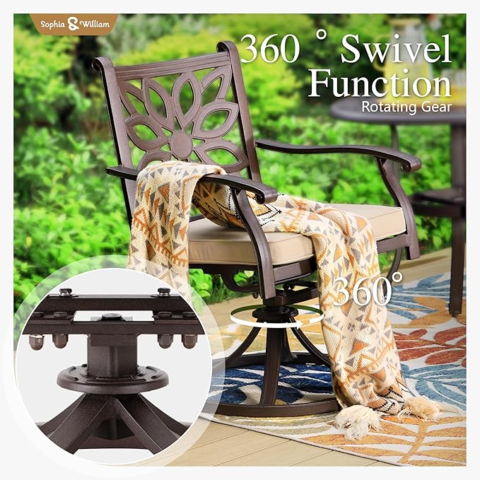 Sophia & William 7 Pieces Cast Aluminium Patio Dining Furniture Set for 6 - Photo 4