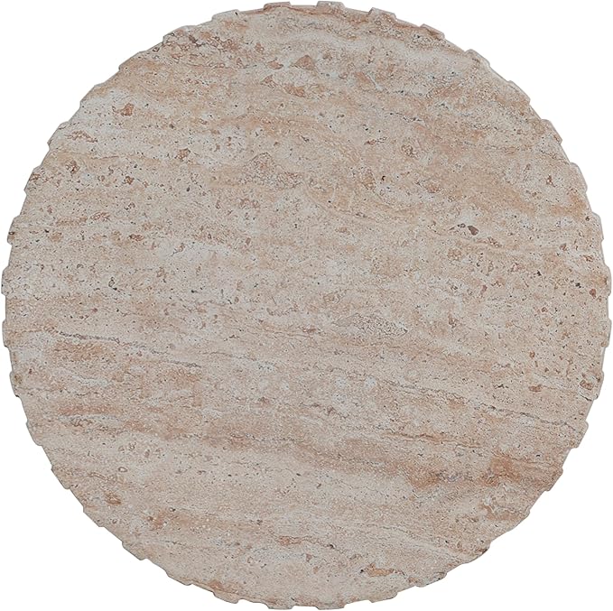 Christopher Knight Home Jaym 18.75" H Indoor Outdoor Accent Side Table, Patio Decorative End Table, Gear-Shaped Lightweight Concrete Garden Stool for Patio Balcony & Garden Decor, Travertine