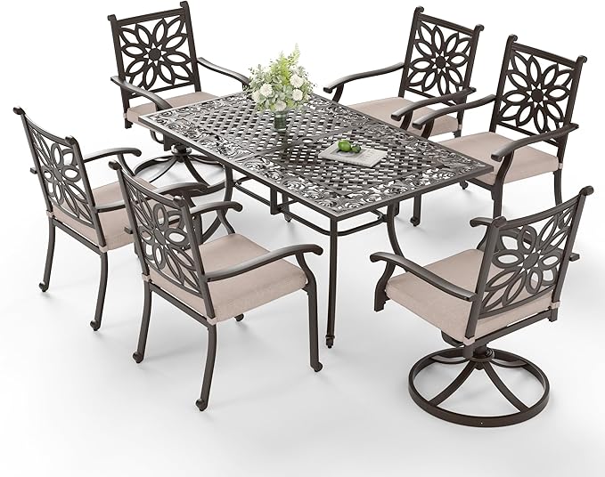 Sophia & William 7 Pieces Cast Aluminium Patio Dining Set for 6 People - Photo 1