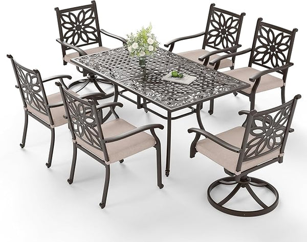 Sophia & William 7 Pieces Cast Aluminium Patio Dining Set for 6 People - Photo 1