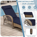 Outdoor Chaise Lounge Chair, PE Wicker Long Recliner Patio Lounge Chair with Cushion - Photo 5