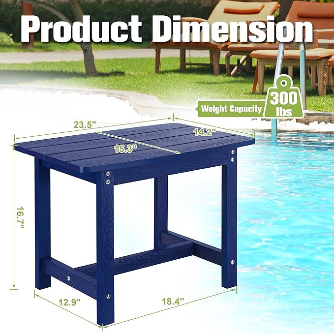 Y&M Adirondack Outdoor Side Table, HIPS Patio End Table, Waterproof Outside Table - Photo 2