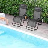 TLSUNNY Zero Gravity Chair Set of 2, Outdoor Folding Lounge W/Detachable Headrest & Holder Tray - Photo 2