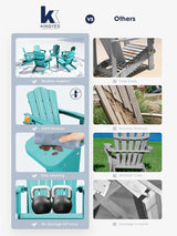 KINGYES Folding Adirondack Chair Set of 4, HDPE All-Weather Patio Chairs with Cup Holder - Photo 9