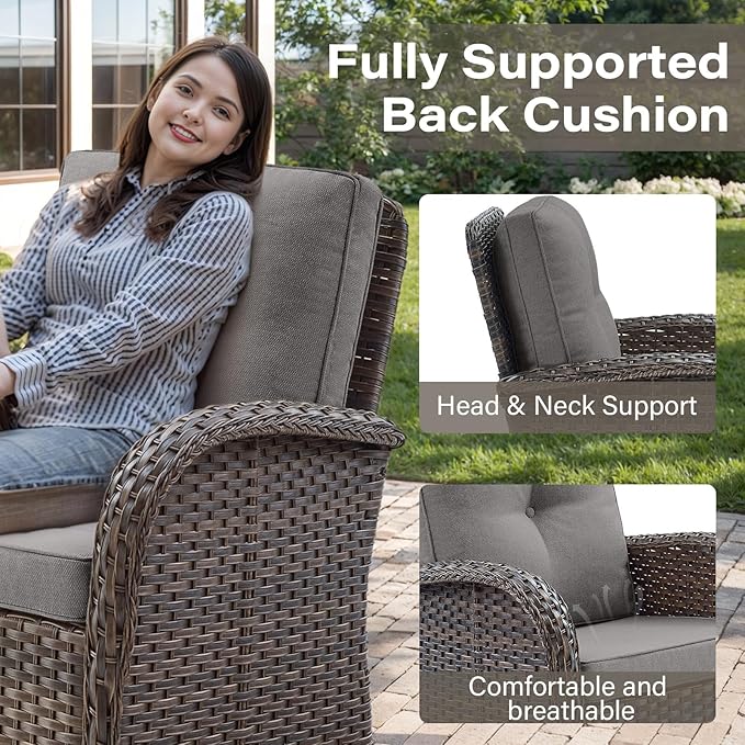 Belord 7 Piece Outdoor Patio Furniture Sets with Rocking Chairs - Photo 4