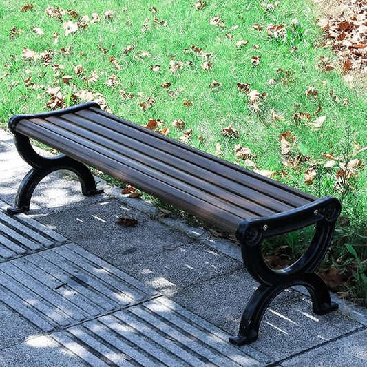 Weatherproof Metal Garden Bench, Backless Loveseat Patio Furniture, 59.1" Outdoor & Indoor Seating, Durable Brown Bench for Garden, Backyard, Porch & Patio Use
