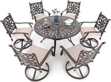 MFSTUDIO Cast Aluminum Patio Dining Table, 54" Round Outdoor Table with 2.2’’ Umbrella Hole - Photo 7