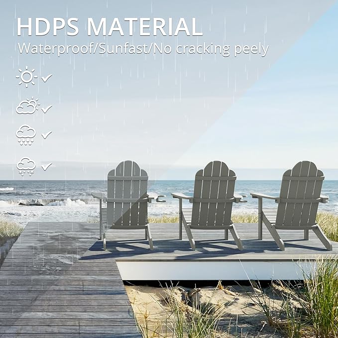 LUE BONA HDPS Adirondack Chairs Set of 6, Fire Pit Outdoor Chair Weather Resistant with Cup Holder - Photo 3