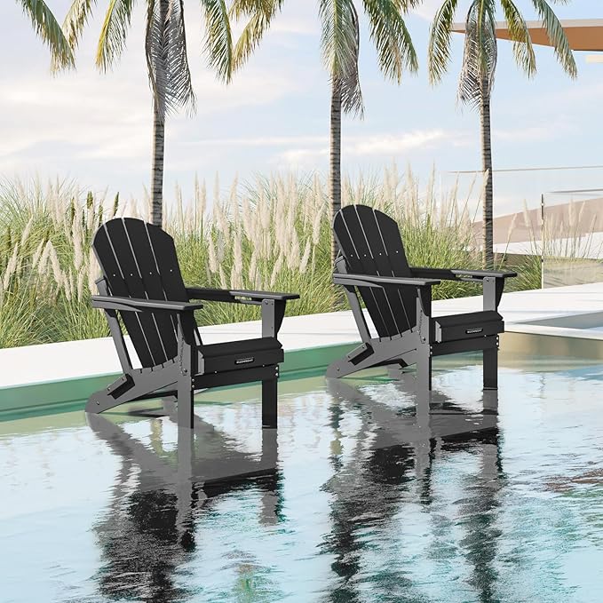 MUCHENGHY Folding Adirondack Chairs Patio Chairs Outdoor Adirondack Chair Weather Resistant Chair for Patio, Outside - Photo 8