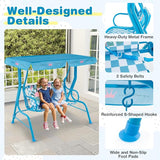 Costzon Kids Porch Swing, All-Weather Patio Swing Bench Hammock w/Adjustable Canopy & Safety Belts for 2 Children - Photo 5