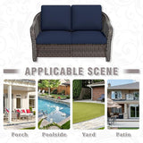 55 inch Outdoor Wicker 2 Seater Sofa, All-Weather Use Patio Rattan Loveseat with Seat and Back Cushion, Ideal for Porch - Photo 7