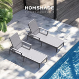 HOMSHADE Chaise Lounge Chair Outdoor - Set of 2 with 5 Position Adjustable Backrest, Armrest, Waterproof - Photo 6