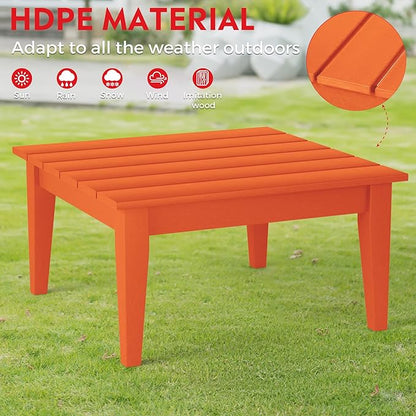 Costaelm Outdoor Side Tables for Patio, Small Patio Conversation Table Weather Resistant Coffee Table, Small Square Table Outdoor End Tables for Porch, Balcony, Poolside, Deck, Orange