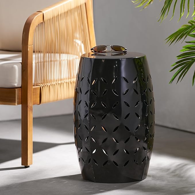 Christopher Knight Home Lilac Dione Outdoor 12" Iron Side Table, Black