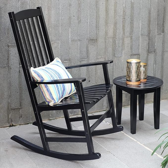 Cambridge Casual Solid Wood Bentley Porch Rocking Chair, Black
