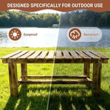 35.5" Outdoor Garden Bench, Weatherproof 2-Person Backless Wooden Bench with Mortise-Tenon Structure – for Garden, Lawn - Photo 4
