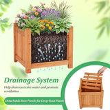 HAPPYGRILL 2-in-1 Outdoor Bench with 2 Raised Garden Beds, 2 Person Patio Bench with Teak Oil Finish, Open-Ended Base - Photo 7