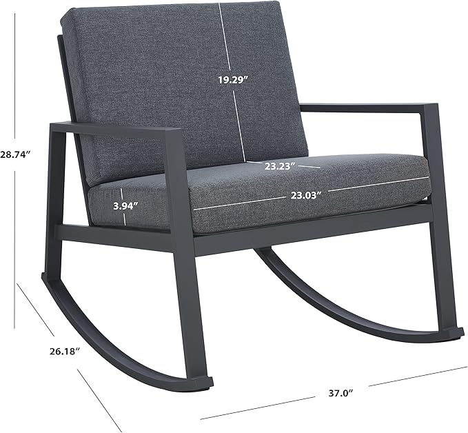 SAFAVIEH Outdoor Collection Cantor Grey/Grey Cushion Rocking Chair