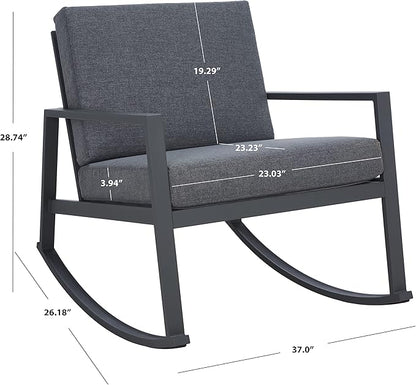 SAFAVIEH Outdoor Collection Cantor Grey/Grey Cushion Rocking Chair