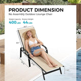 Outdoor Lounge Chair, Adjustable Patio Reclining Chaise with Textilene Fabric - Photo 2