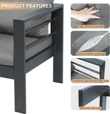 3-Seater All-Weather Iron Patio Sofa with Cushions - Heavy-Duty Metal Outdoor Sectional Couch for Garden - Photo 6