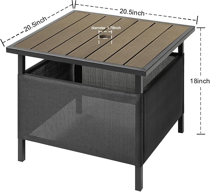 LZRS Adirondack Square Outdoor Side Table with Umbrella Hole, Pool Composite Patio Table, HDPE End Tables for Backyard - Photo 3