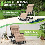 ZENPETIO 29In XL Zero Gravity Chair w/Cushion, Zero Gravity Recliner Lounge Chair for Indoor and Outdoor - Photo 5