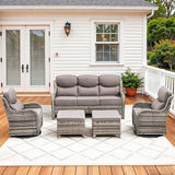 Luxury High Back Patio Furniture Set with 6-Inch Thick Cushions, 5-Pieces Outdoor Furniture with Swivel Chairs - Photo 1