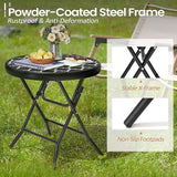 Foldable Side Table with Tempered Glass Top 18" Outdoor Folding Side Tables Small Glass Patio Table for Porch Yard - Photo 6