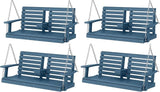 KINGYES Outdoor Hanging Porch Swing Set of 4, 2 Seat Patio Chair With Cup Holders - Photo 1