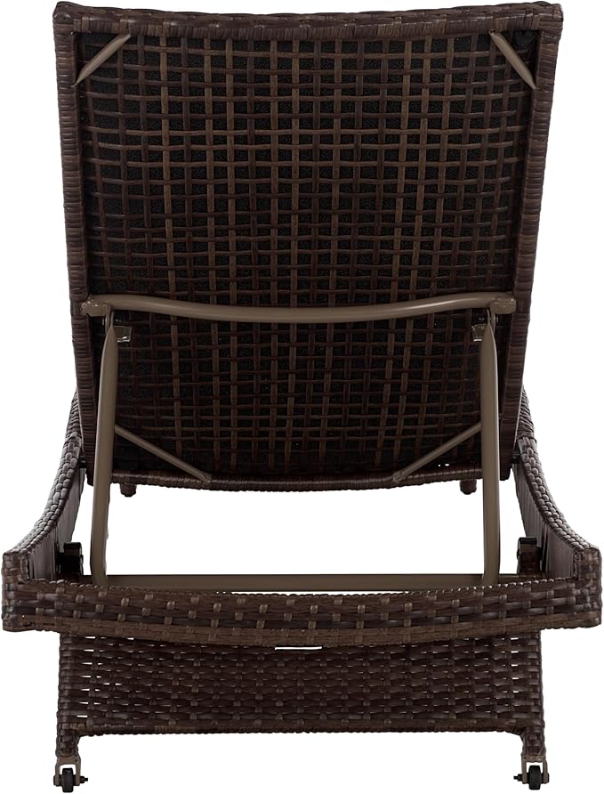 SAFAVIEH Outdoor Patio Furniture Collection – Alex Brown & Taupe Quick Dry Foam Lounger, Adjustable Outdoor Chaise, Modern Curved Design (PAT7545B)