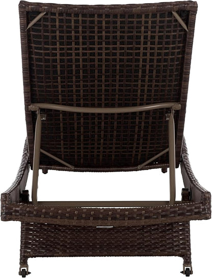 SAFAVIEH Outdoor Patio Furniture Collection – Alex Brown & Taupe Quick Dry Foam Lounger, Adjustable Outdoor Chaise, Modern Curved Design (PAT7545B)